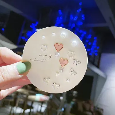 7 Pairs Sweet Pink Mini Stud Earring Set(1Pata)